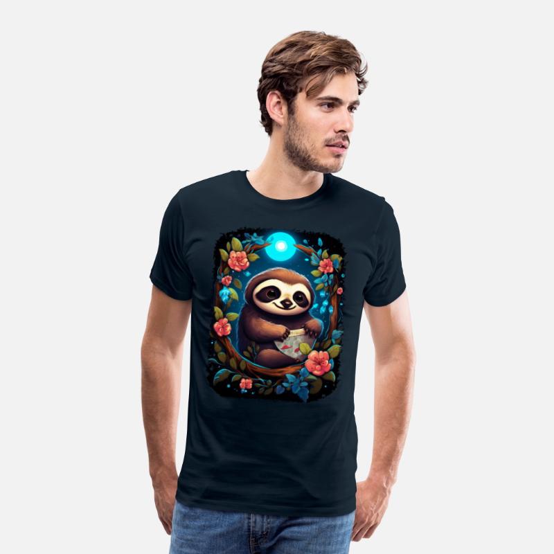 Sloth Cute Animal Floral Night Sky
