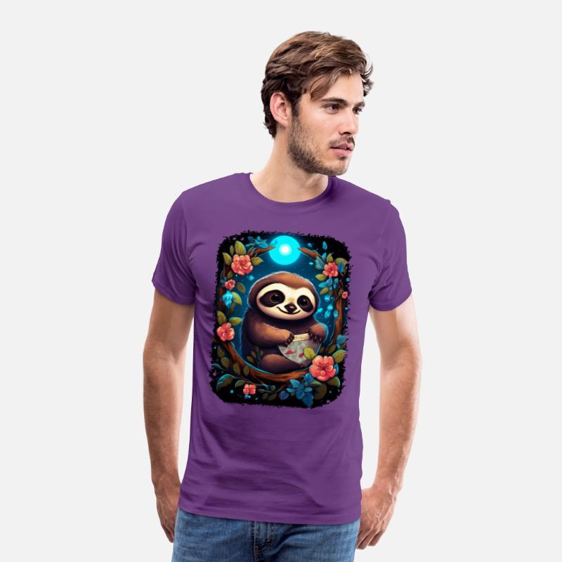 Sloth Cute Animal Floral Night Sky