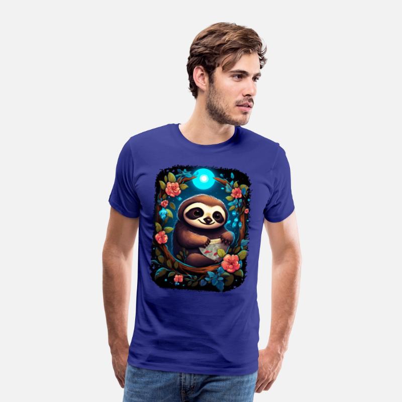 Sloth Cute Animal Floral Night Sky