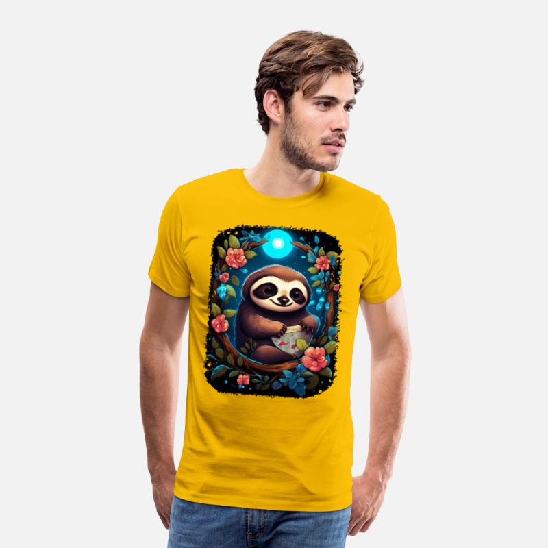 Sloth Cute Animal Floral Night Sky