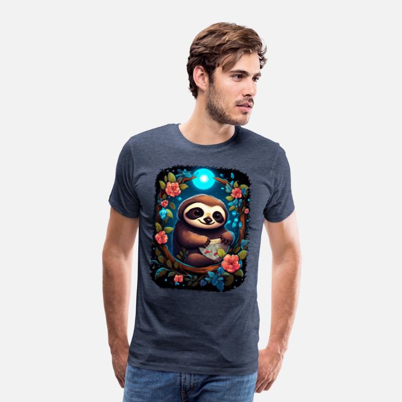 Sloth Cute Animal Floral Night Sky