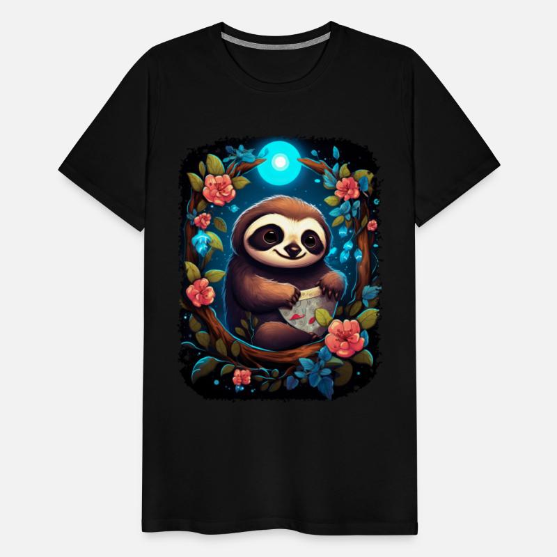 Sloth Cute Animal Floral Night Sky