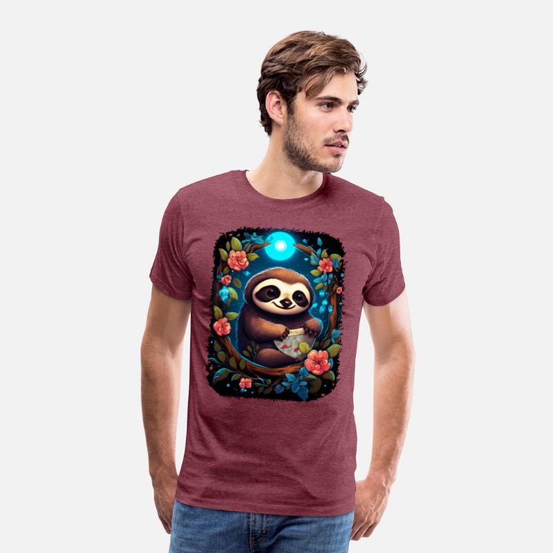 Sloth Cute Animal Floral Night Sky