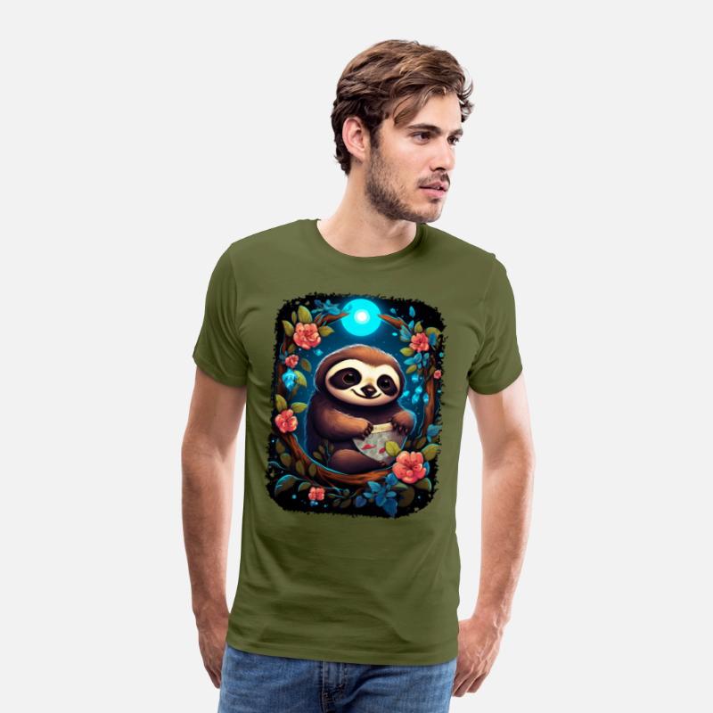Sloth Cute Animal Floral Night Sky