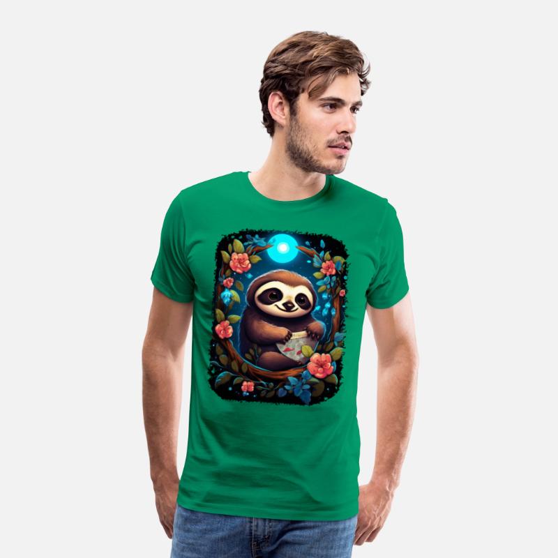 Sloth Cute Animal Floral Night Sky