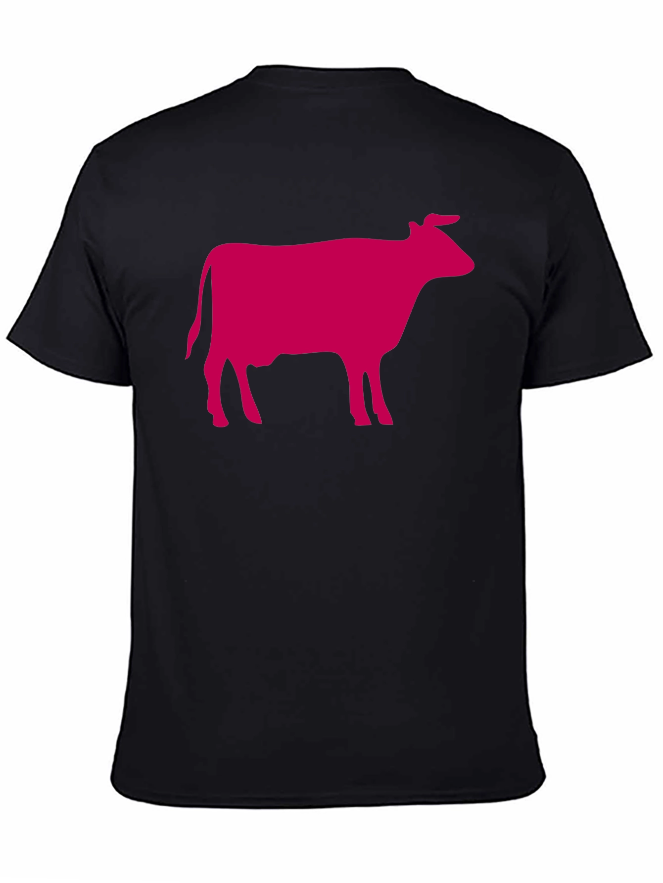Black T-Shirt with Pink Cow Graphic