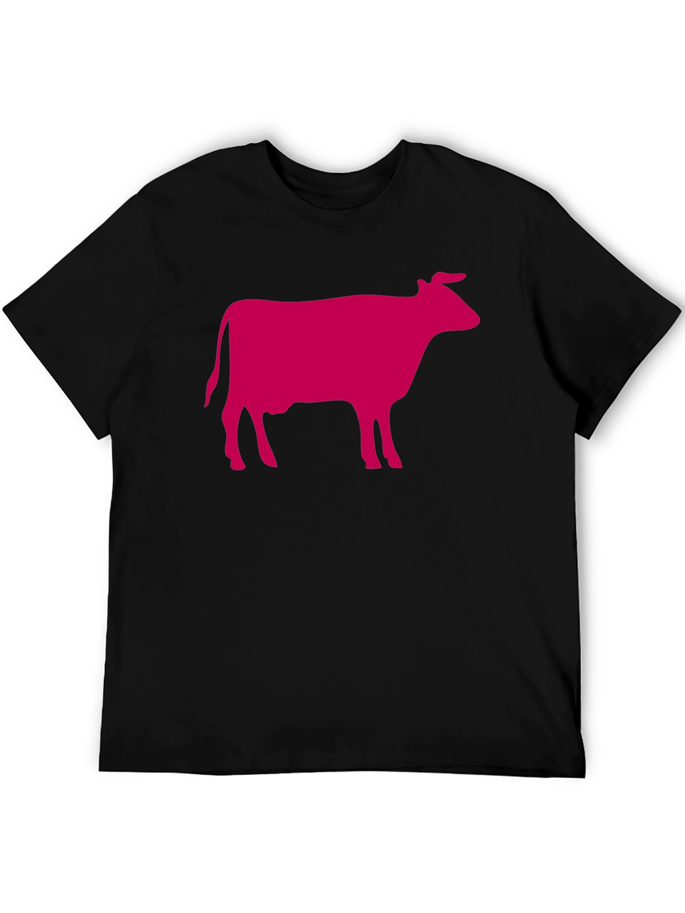 Black T-Shirt with Pink Cow Graphic