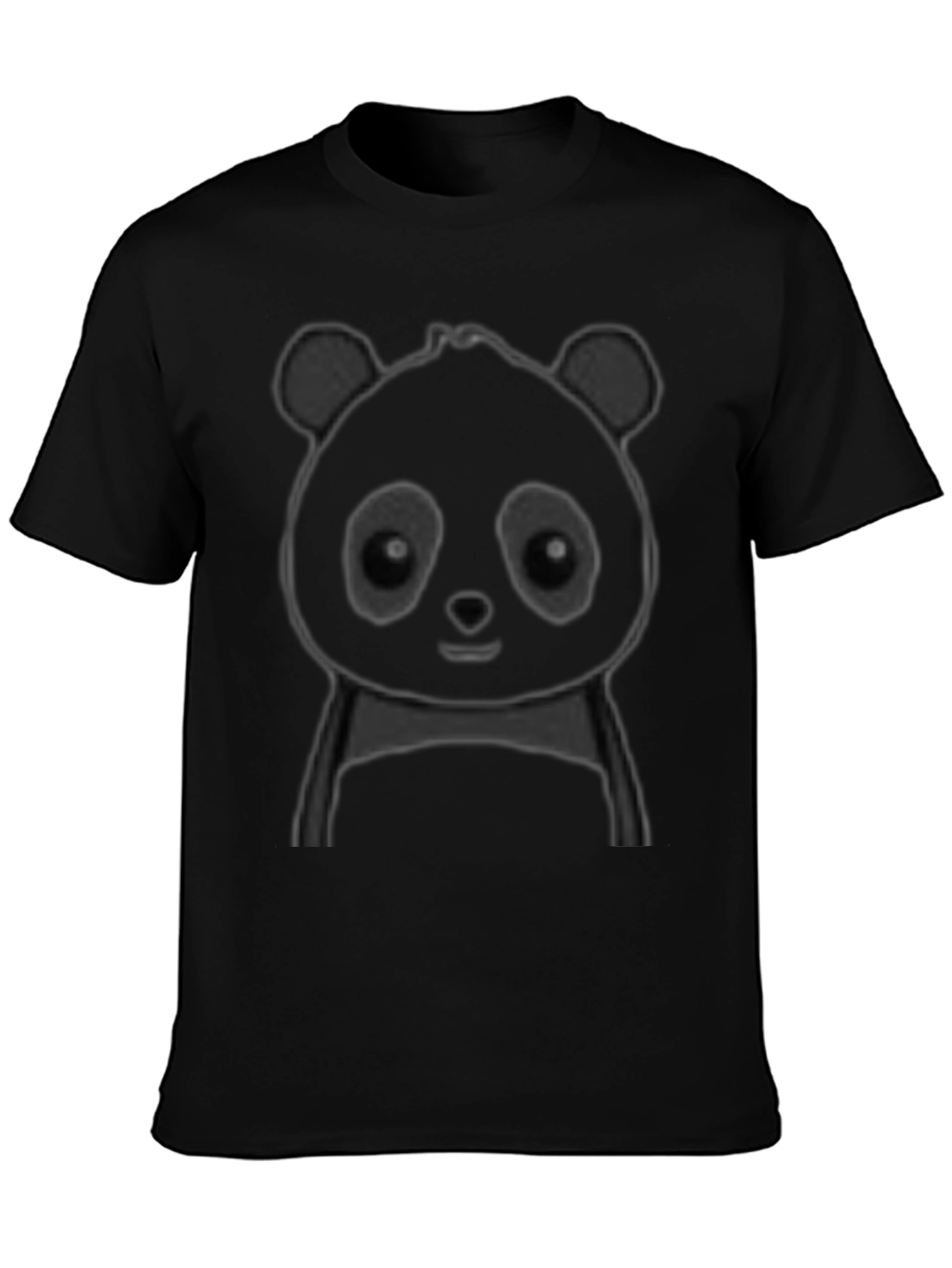 Cute Panda Graphic Tee - Black Cotton Casual Shirt
