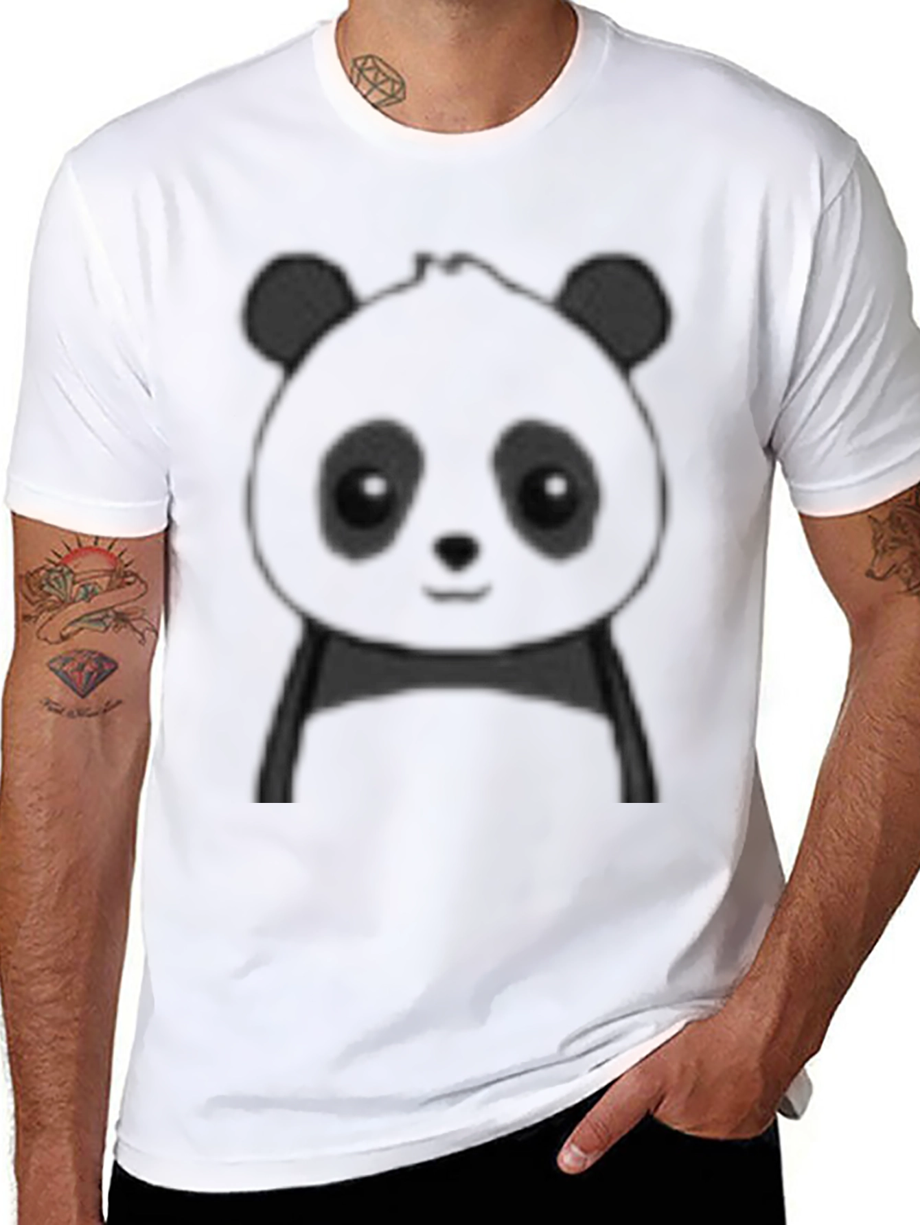 Cute Panda Graphic Tee - Black Cotton Casual Shirt
