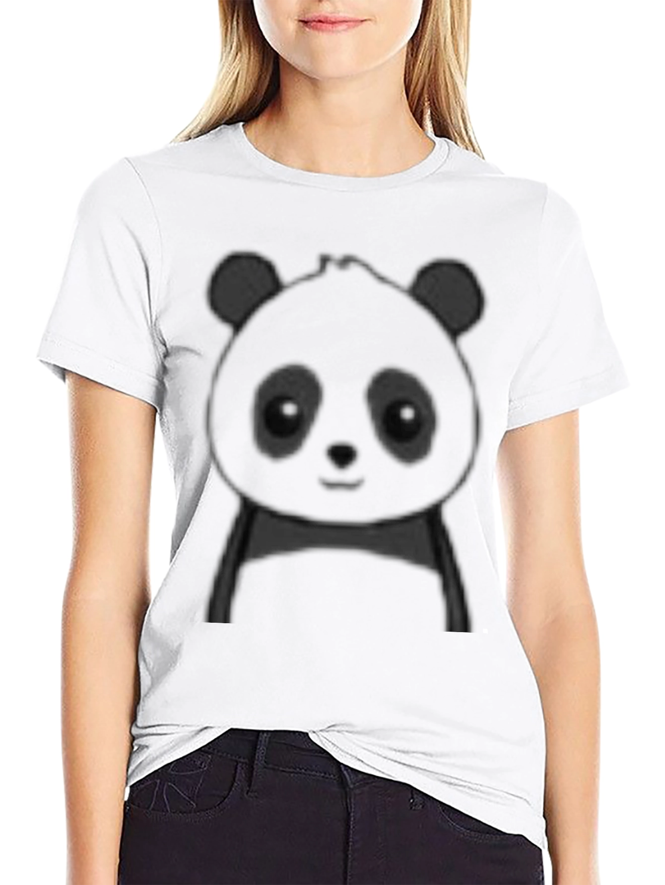 Cute Panda Graphic Tee - Black Cotton Casual Shirt