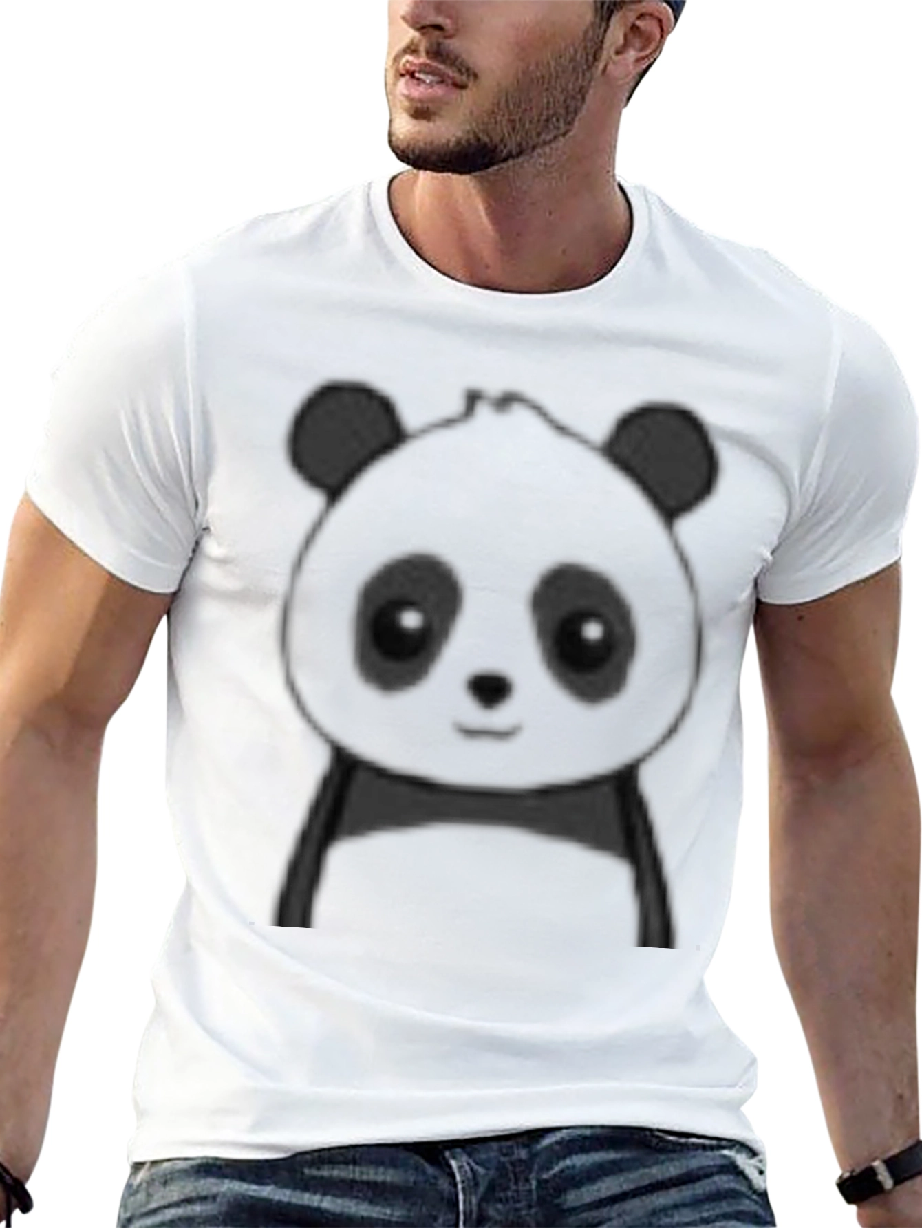 Cute Panda Graphic Tee - Black Cotton Casual Shirt