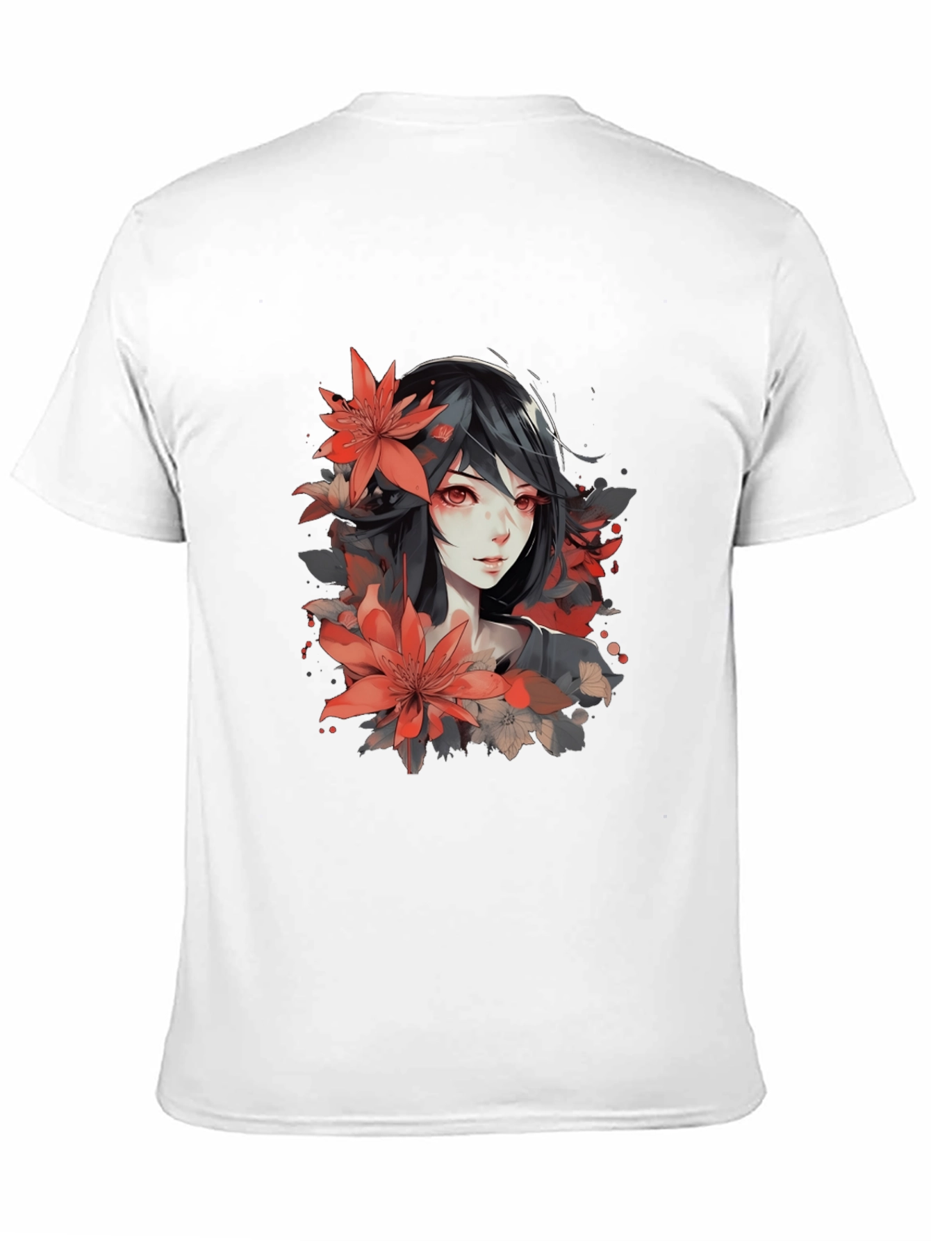 Anime Girl Floral T-Shirt - Stylish Graphic Tee