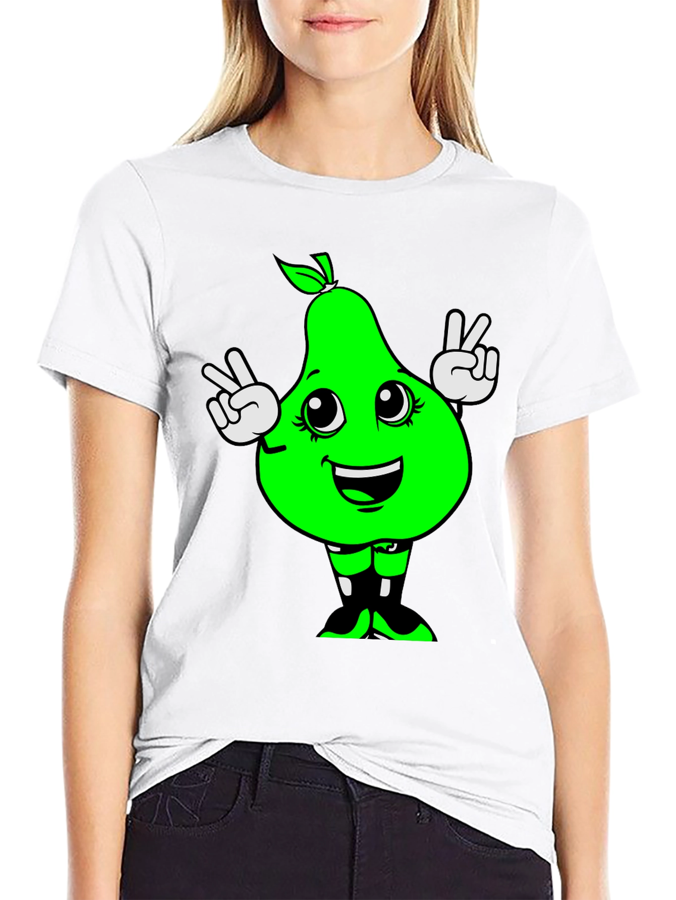 Funny Pear Peace Sign Graphic Tee