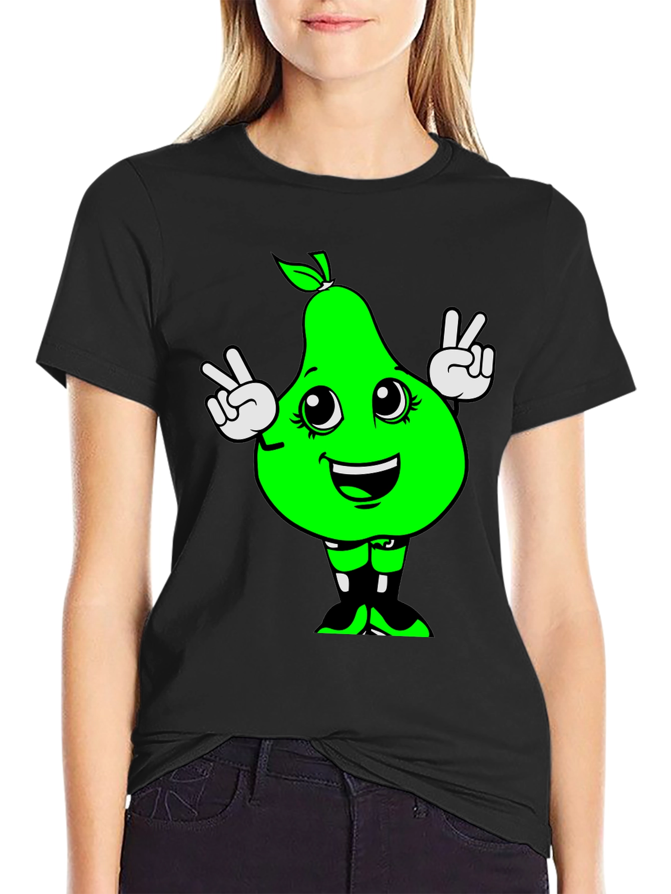 Funny Pear Peace Sign Graphic Tee