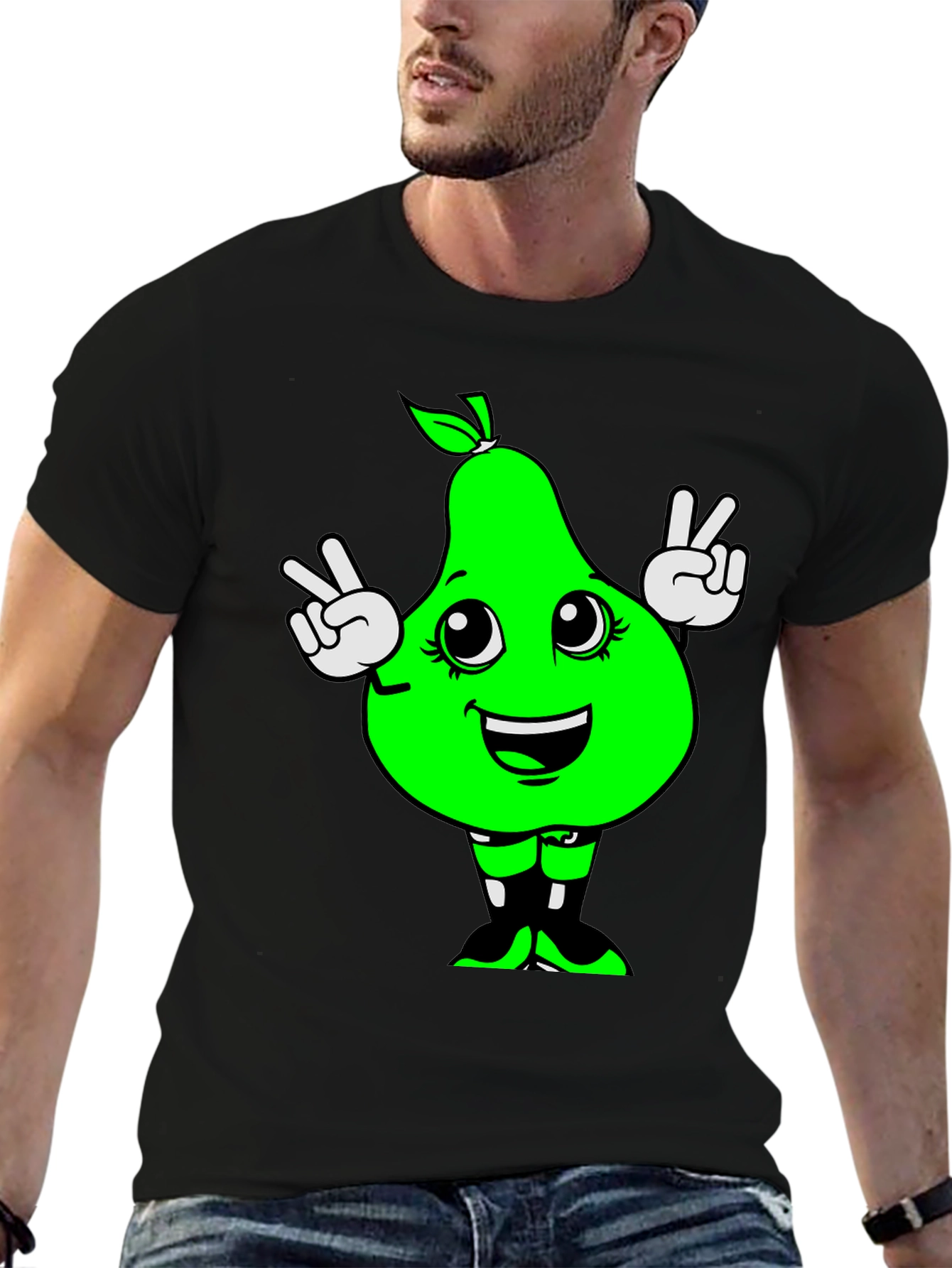 Funny Pear Peace Sign Graphic Tee