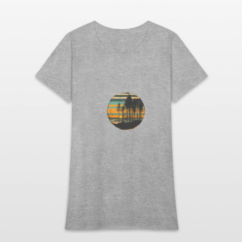 Sunset Forest Nature Outdoors Retro 80s Vibe