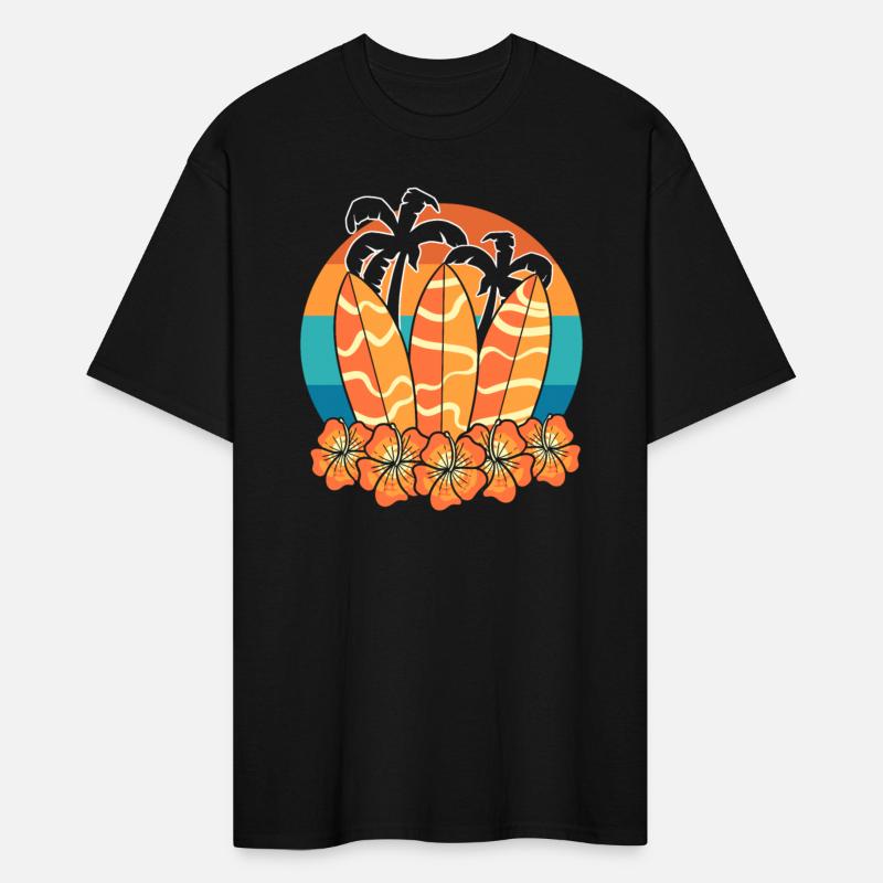 Surfboard With Palm Trees Watersports Lover