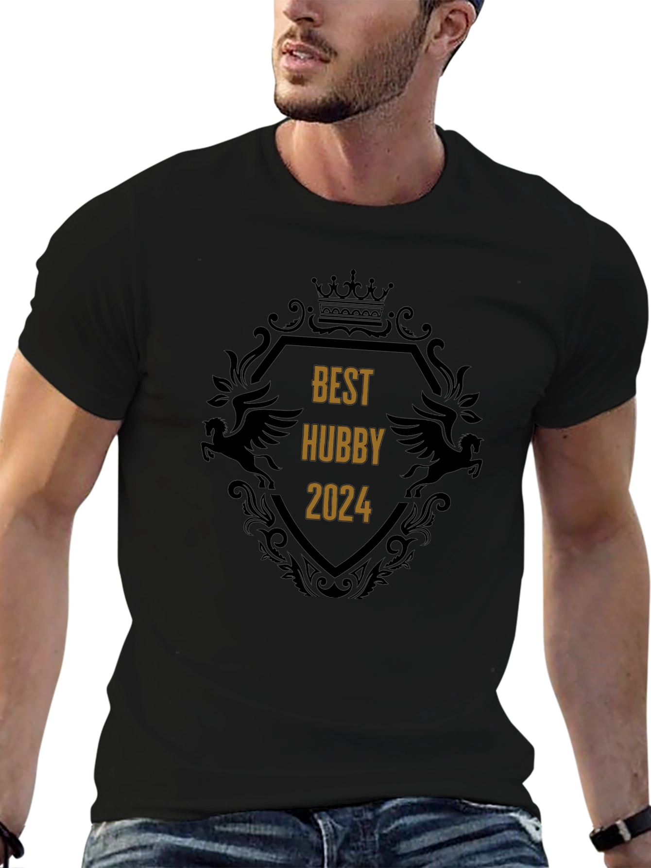Best Hubby 2024 Black Graphic T-Shirt