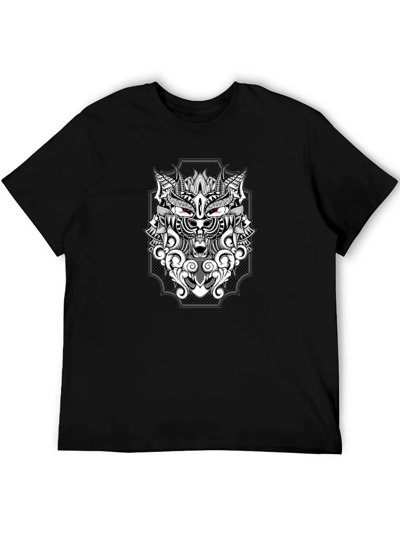 Wolf Graphic Print T-Shirt - Black