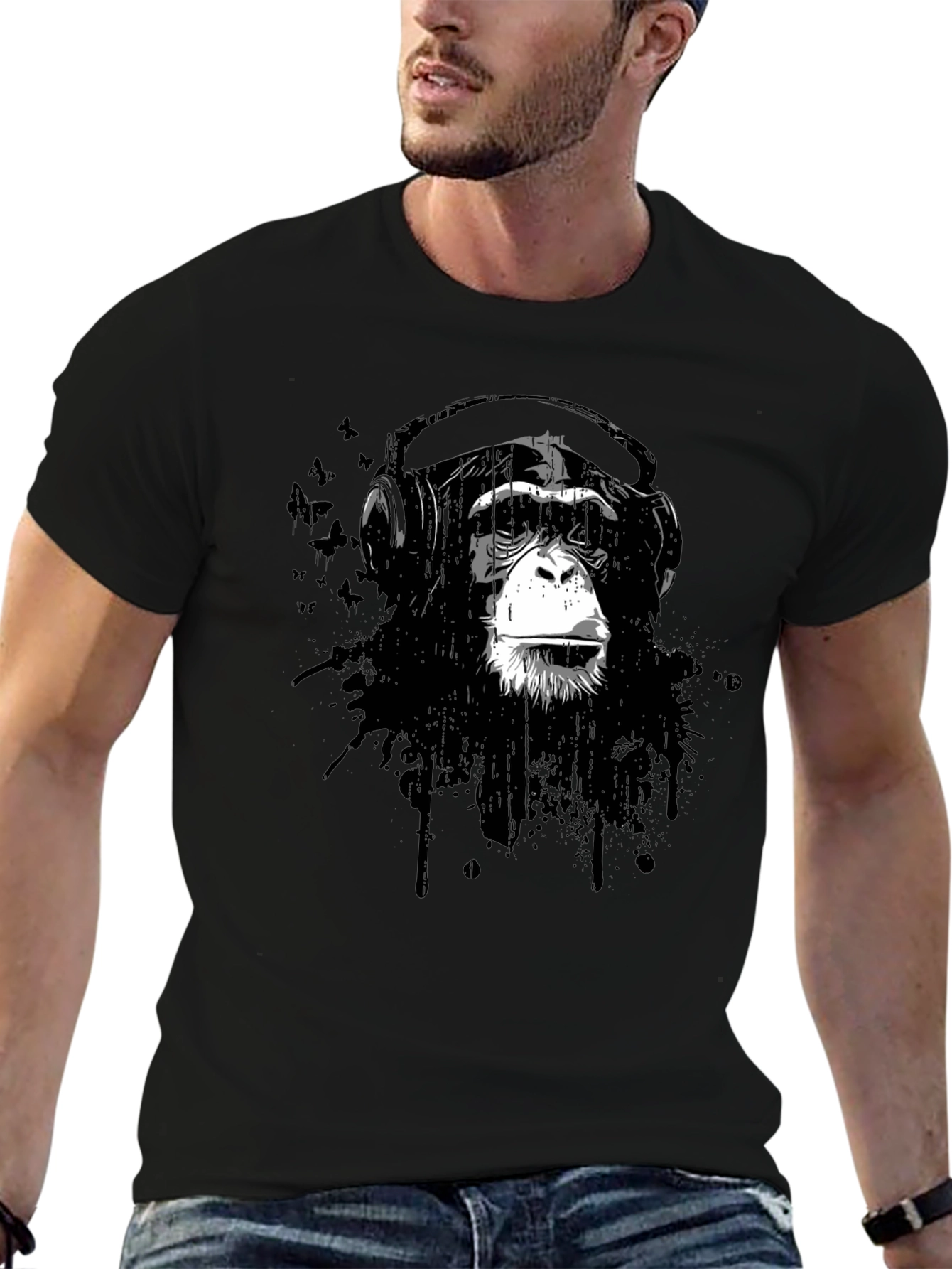 Cool Monkey Headphone Graphic T-Shirt