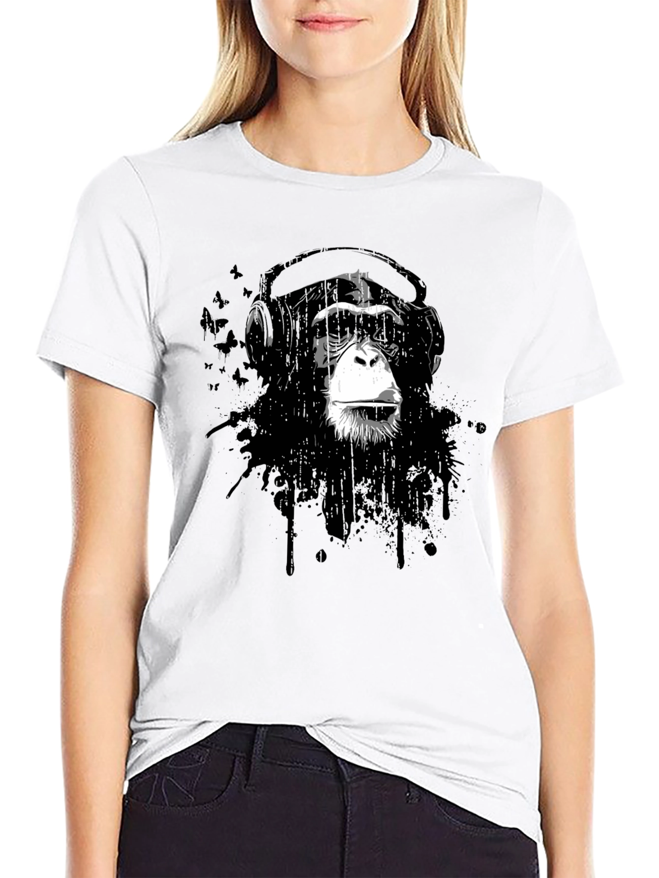 Cool Monkey Headphone Graphic T-Shirt