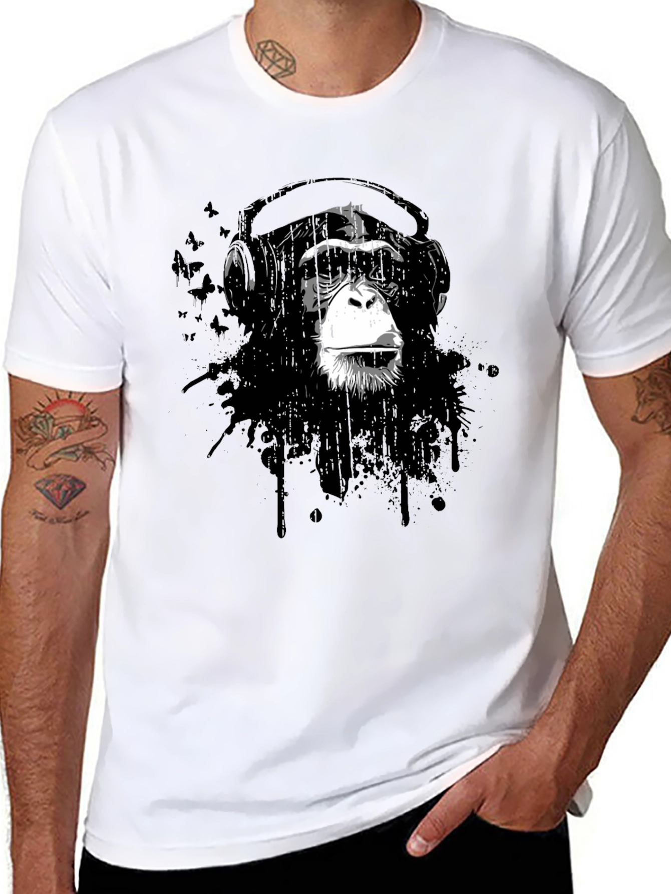 Cool Monkey Headphone Graphic T-Shirt