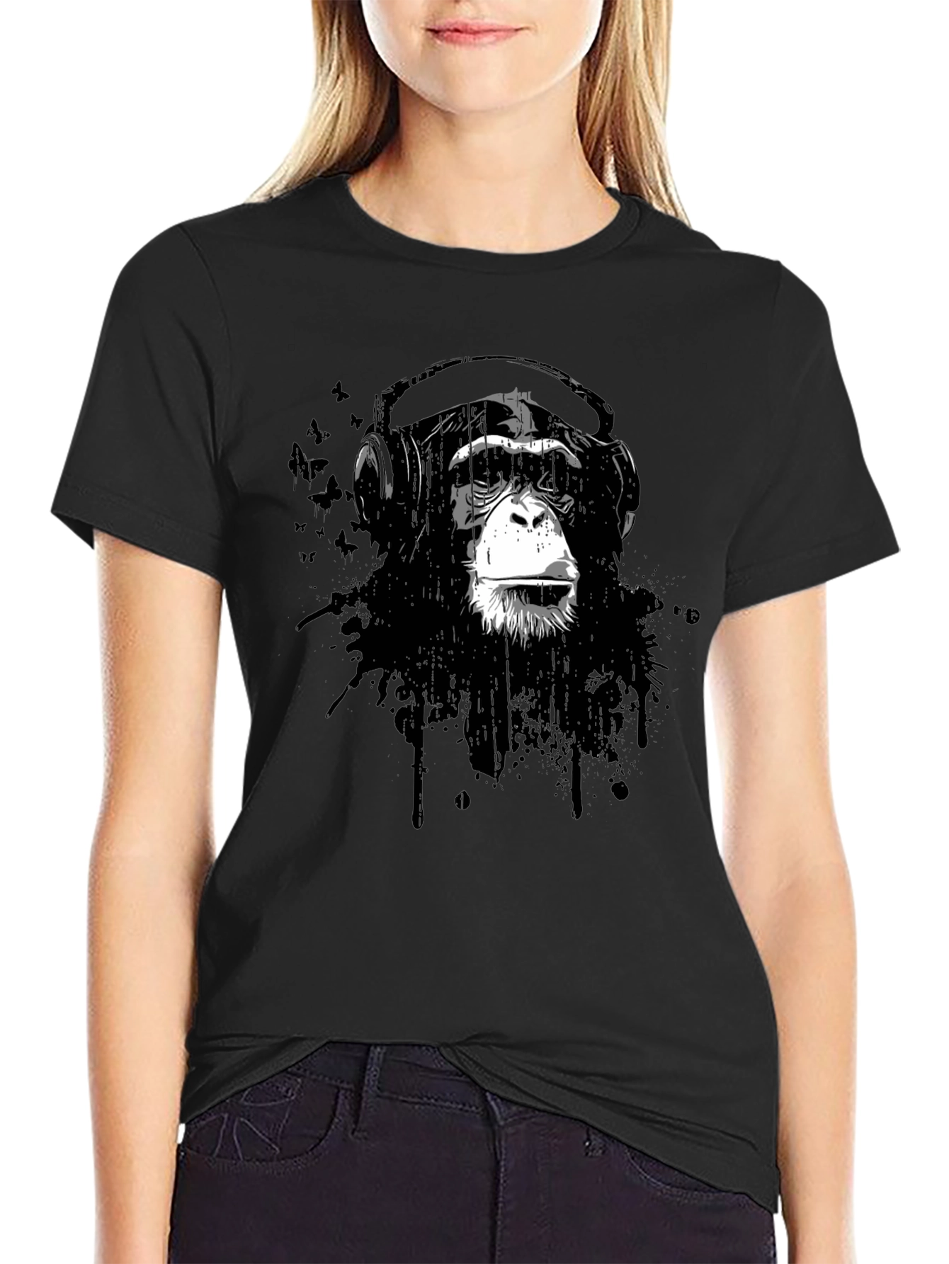 Cool Monkey Headphone Graphic T-Shirt