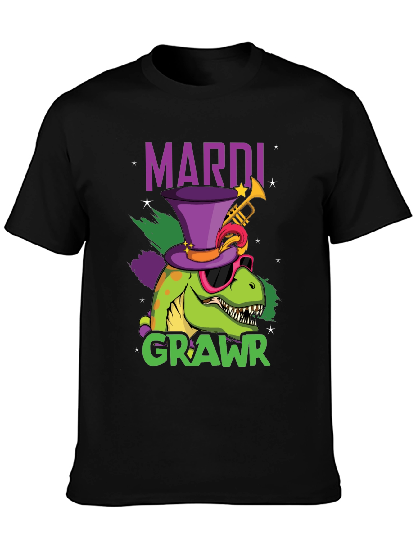 Mardi Gras Dinosaur T-Shirt - Mardi Crawr!