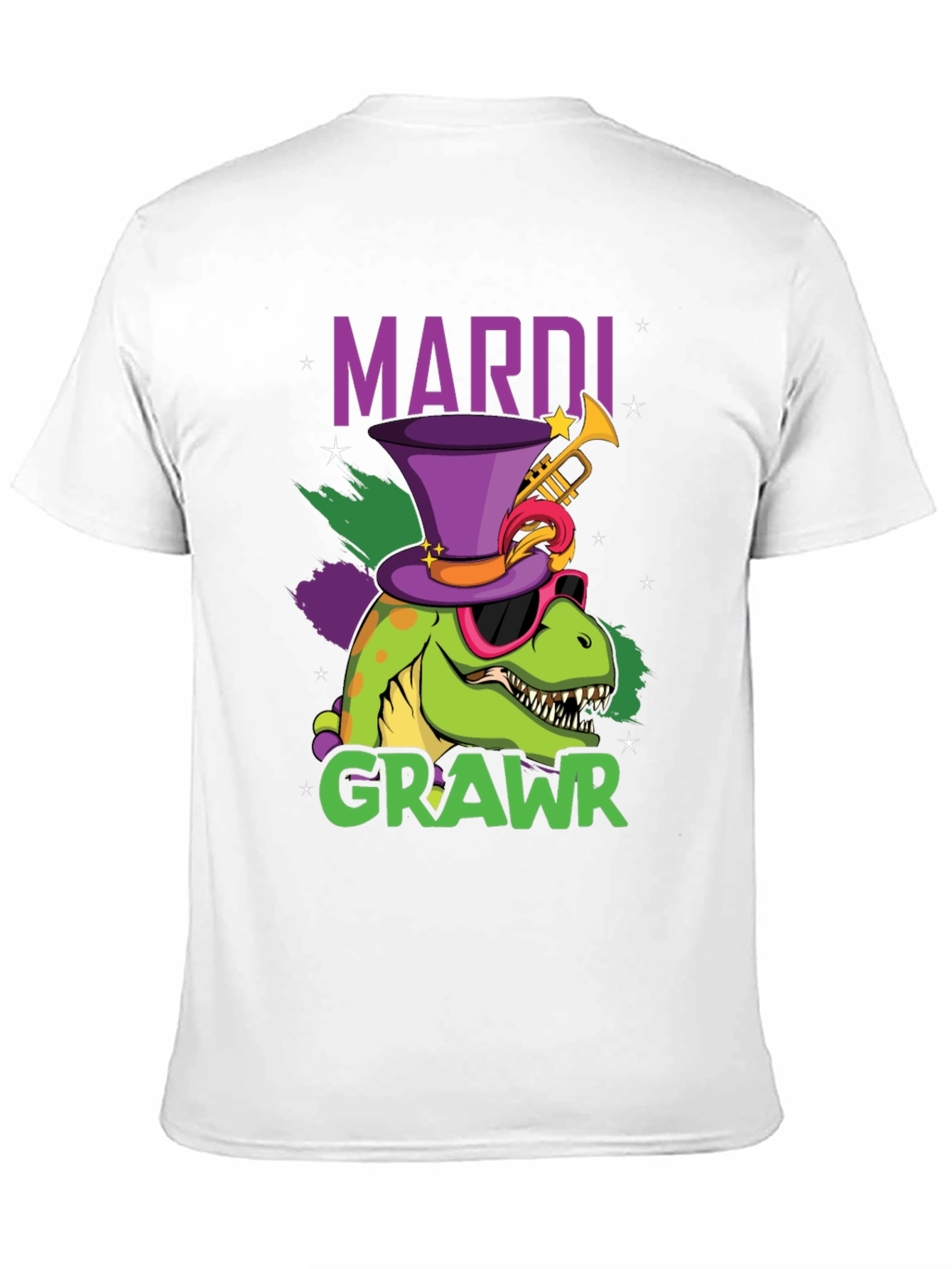 Mardi Gras Dinosaur T-Shirt - Mardi Crawr!