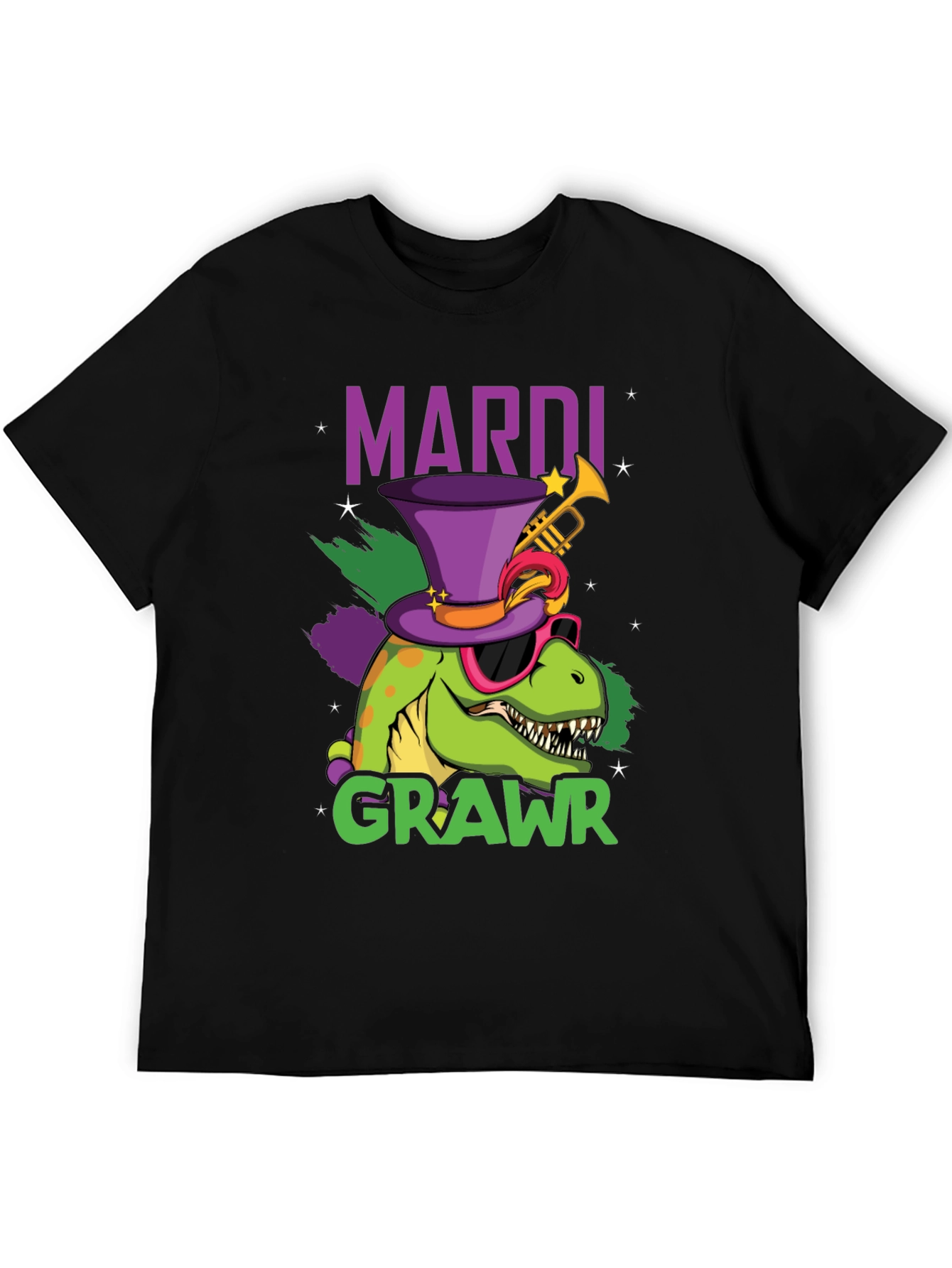 Mardi Gras Dinosaur T-Shirt - Mardi Crawr!