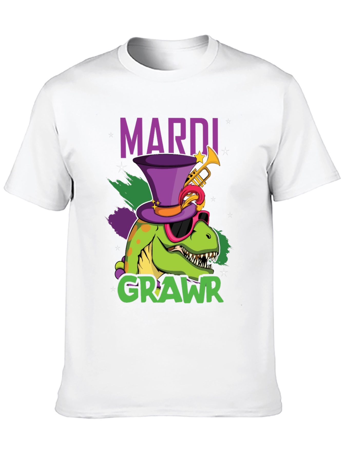 Mardi Gras Dinosaur T-Shirt - Mardi Crawr!
