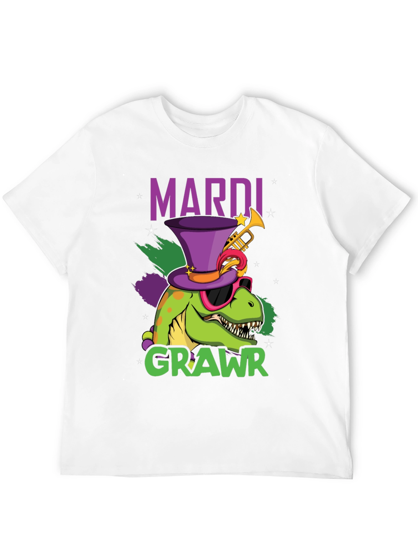 Mardi Gras Dinosaur T-Shirt - Mardi Crawr!