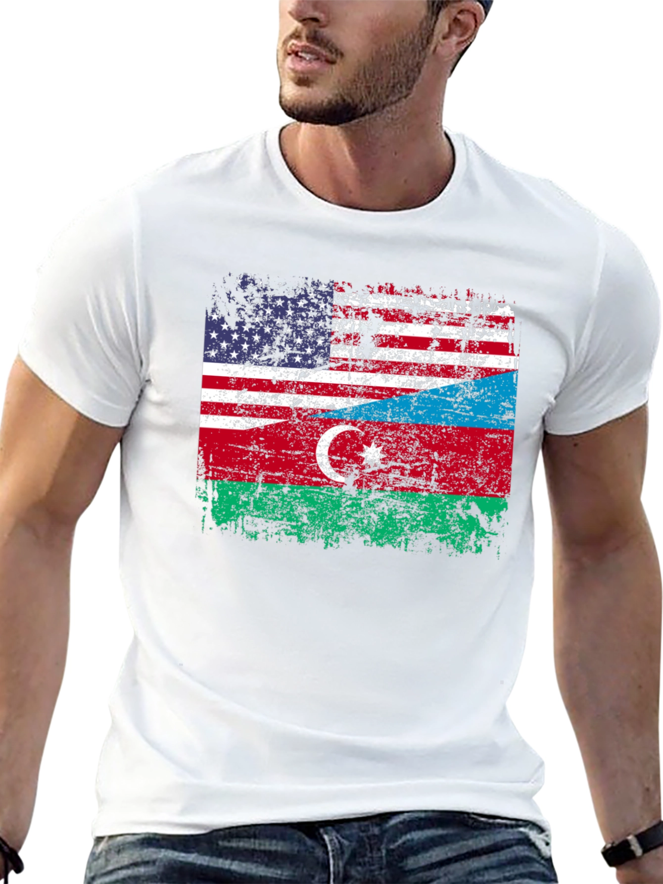 USA Azerbaijan Flag T-Shirt Patriotic Pride