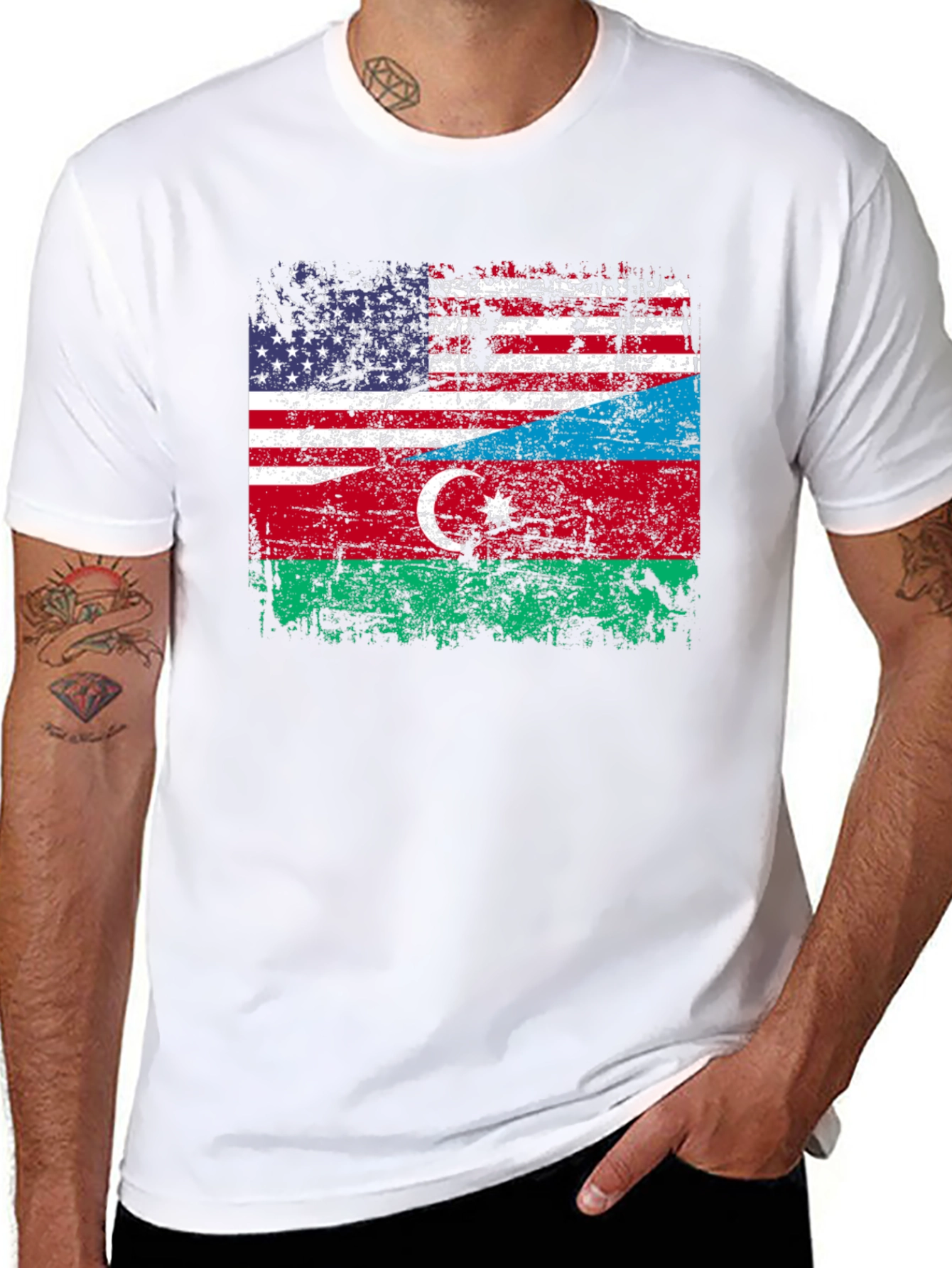 USA Azerbaijan Flag T-Shirt Patriotic Pride
