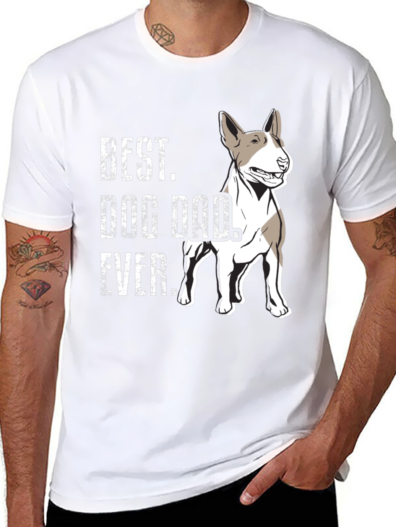 Best Dog Dad Ever T-Shirt - Bull Terrier
