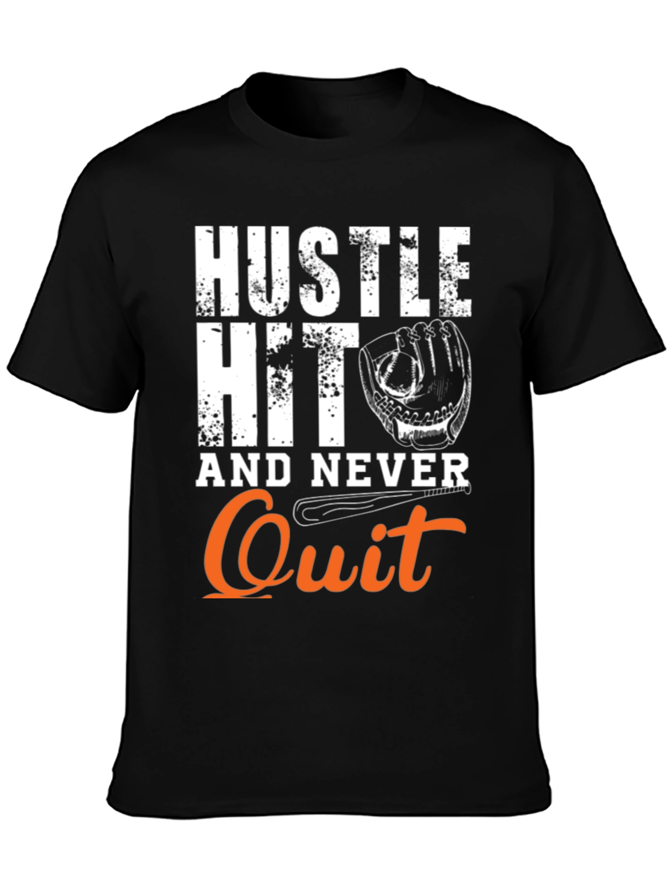 Hustle Hit Never Quit Baseball T-Shirt