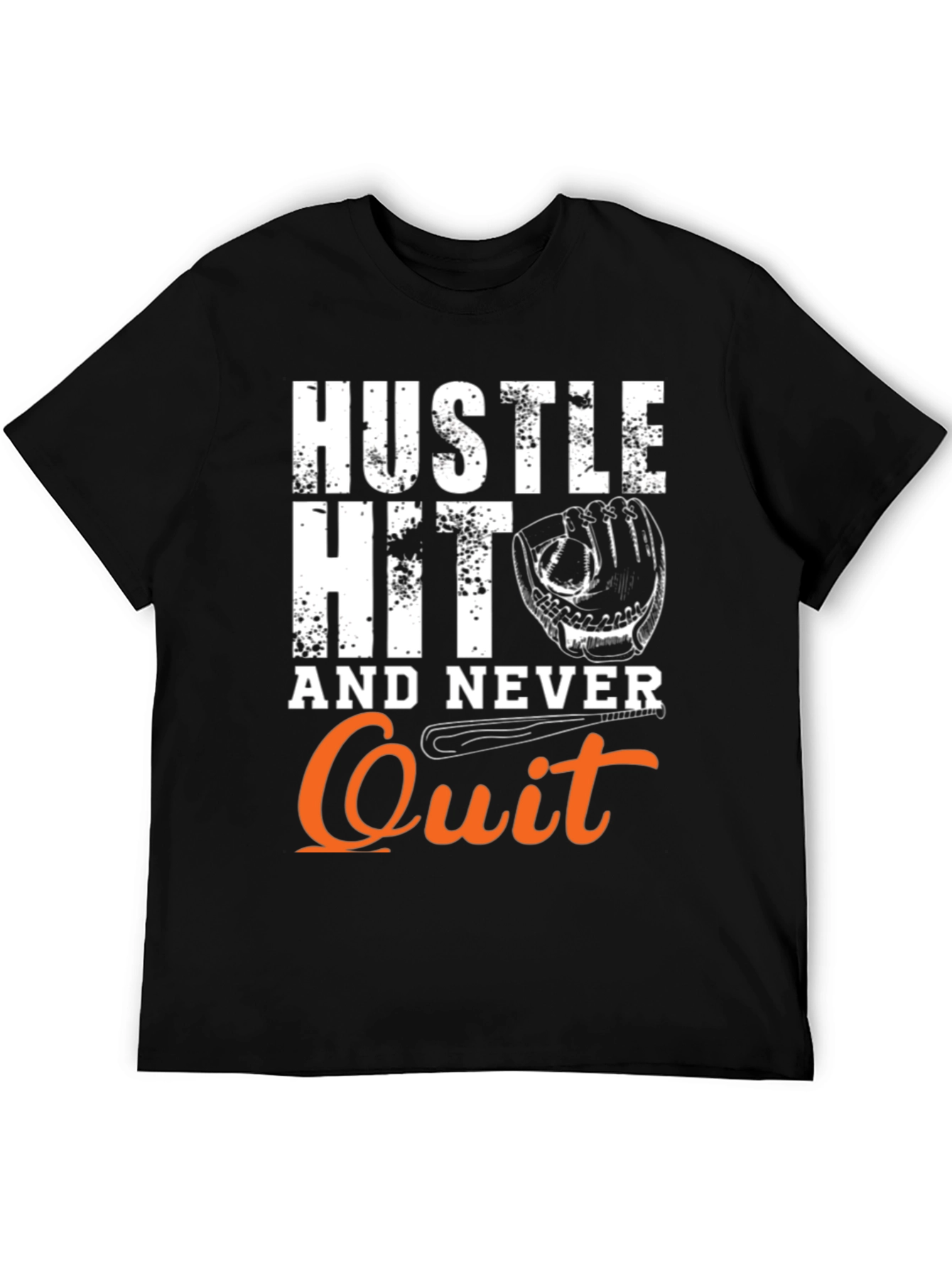 Hustle Hit Never Quit Baseball T-Shirt