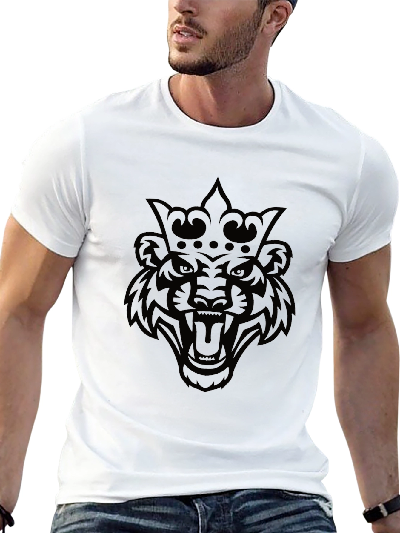 King Tiger Graphic Tee - Black Cotton Blend T-Shirt