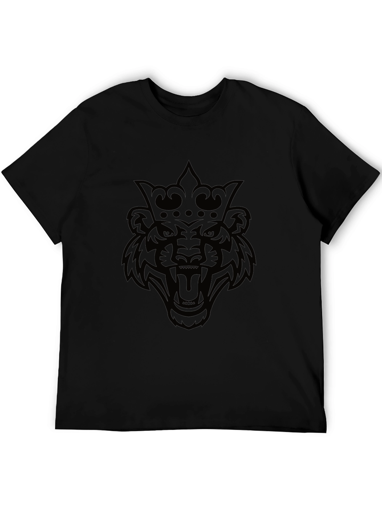 King Tiger Graphic Tee - Black Cotton Blend T-Shirt