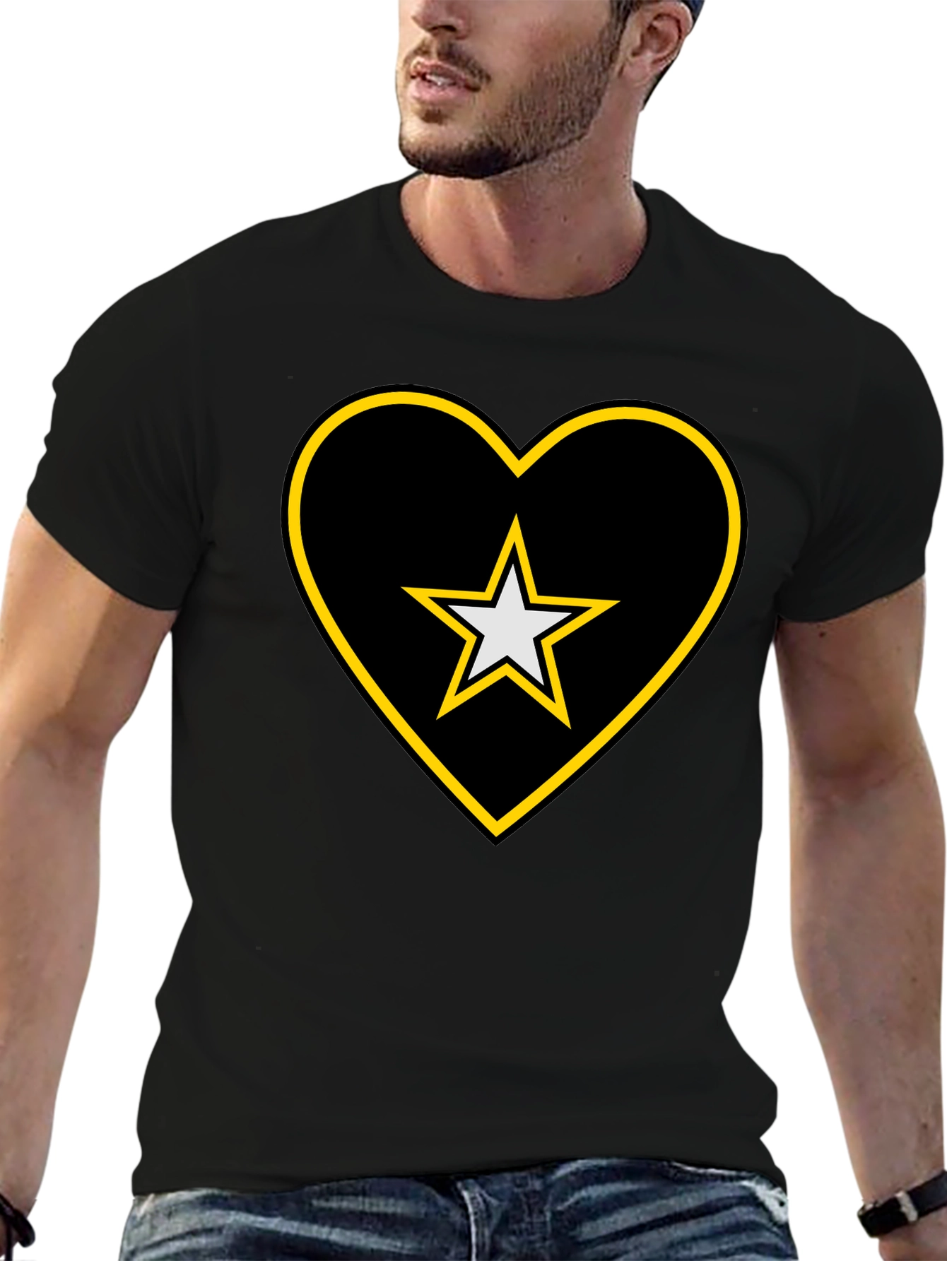 Star Heart Tee - Black Cotton Blend Comfort