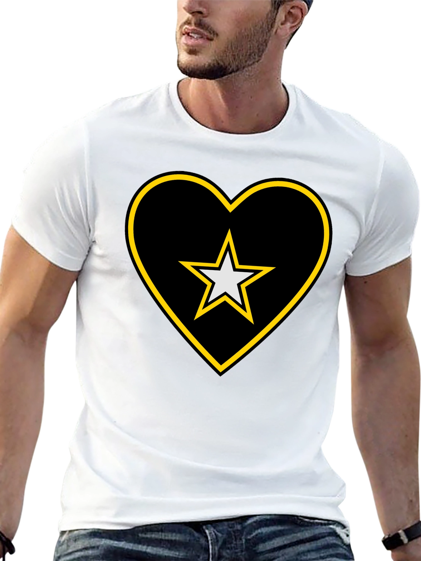 Star Heart Tee - Black Cotton Blend Comfort