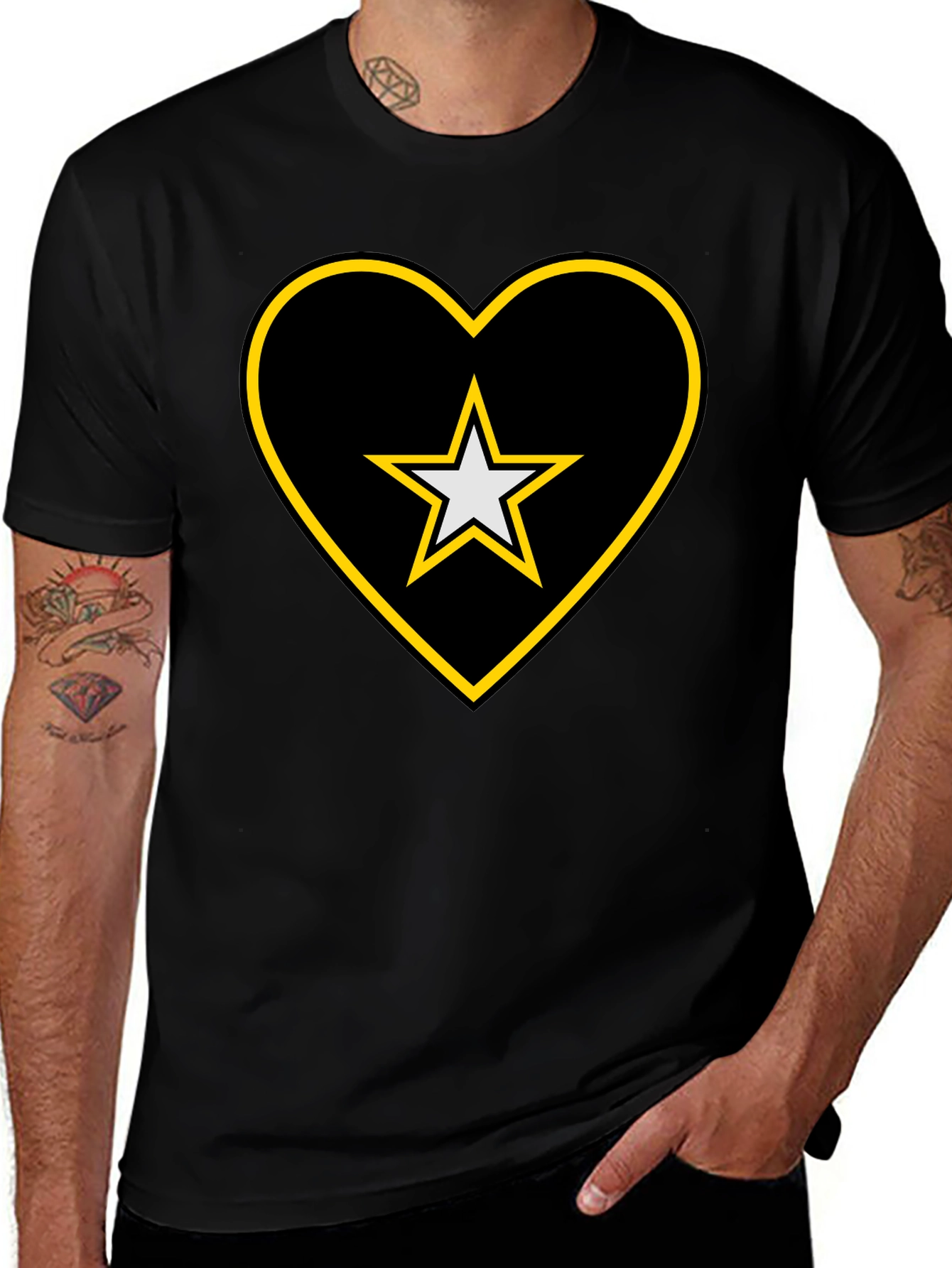 Star Heart Tee - Black Cotton Blend Comfort