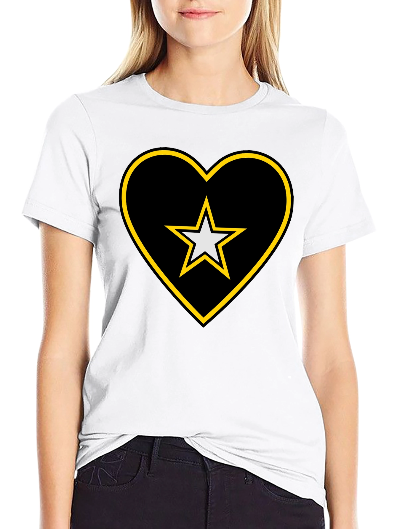 Star Heart Tee - Black Cotton Blend Comfort
