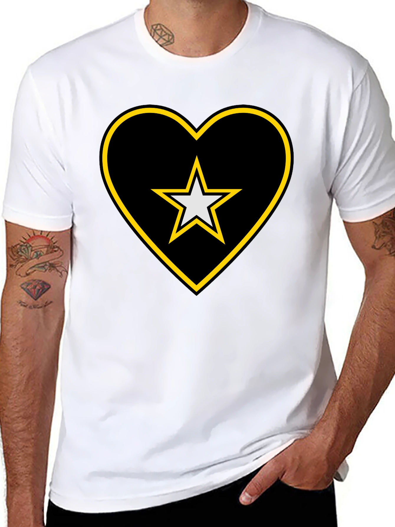 Star Heart Tee - Black Cotton Blend Comfort