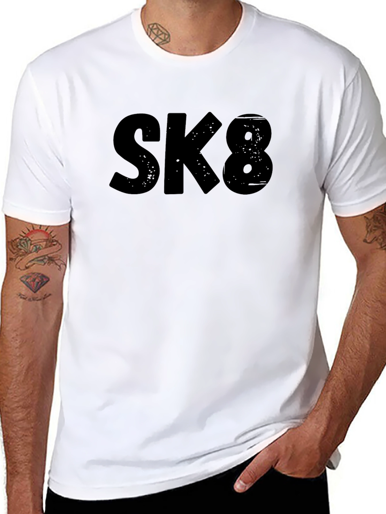 SK8 Graphic Tee - Bold Black Skateboard T-Shirt