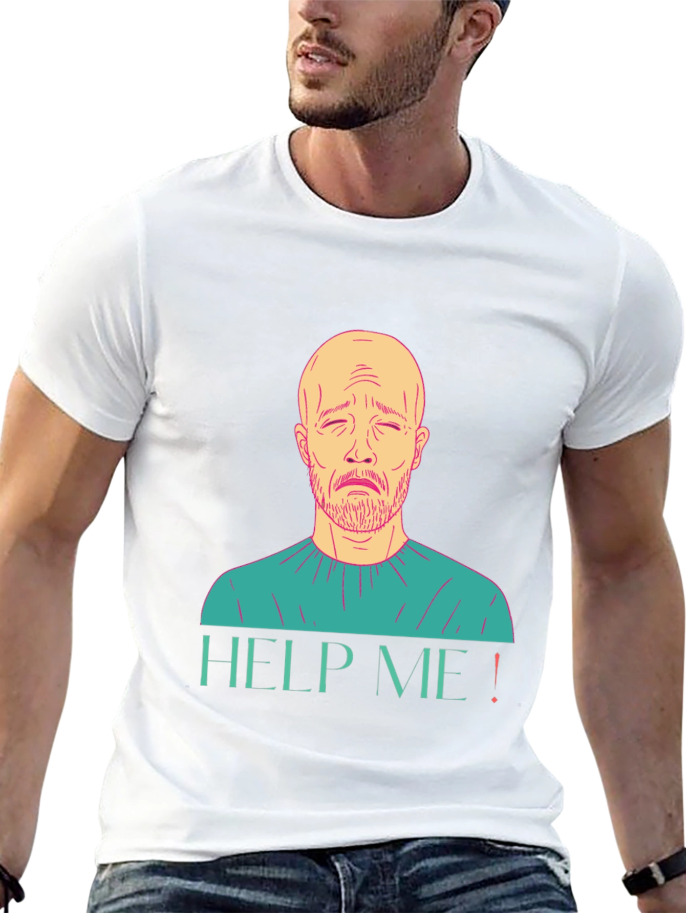 Help Me Graphic T-Shirt Sad Man Design