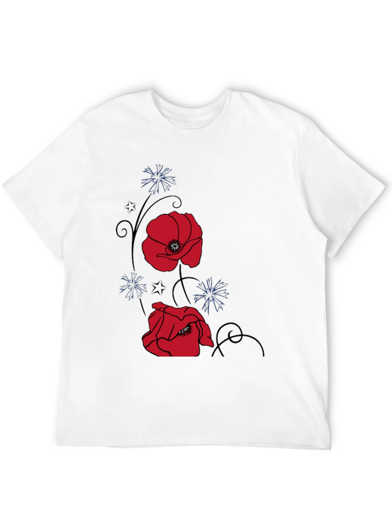 Floral Poppy Graphic Tee - Stylish Black T-Shirt