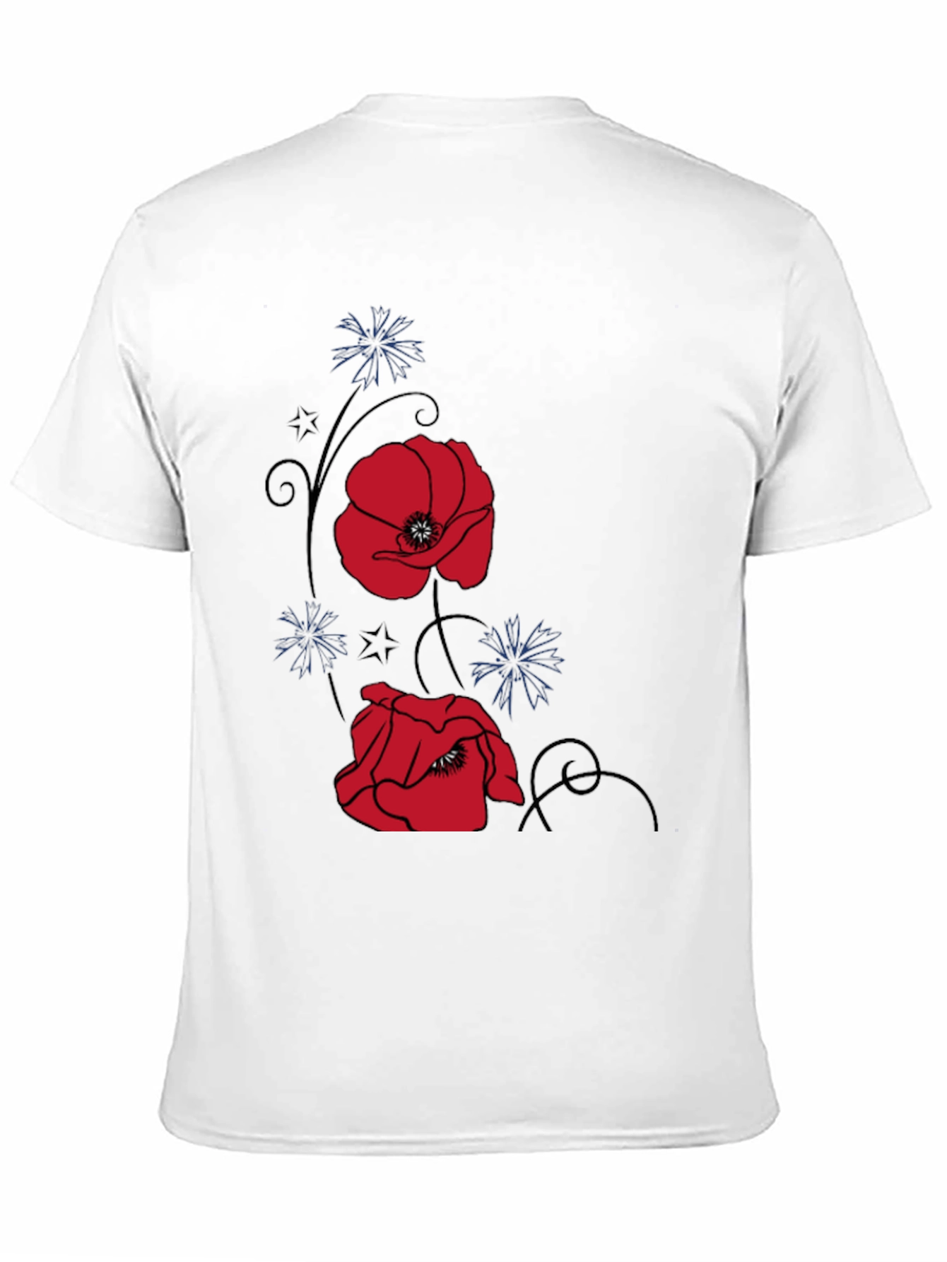 Floral Poppy Graphic Tee - Stylish Black T-Shirt