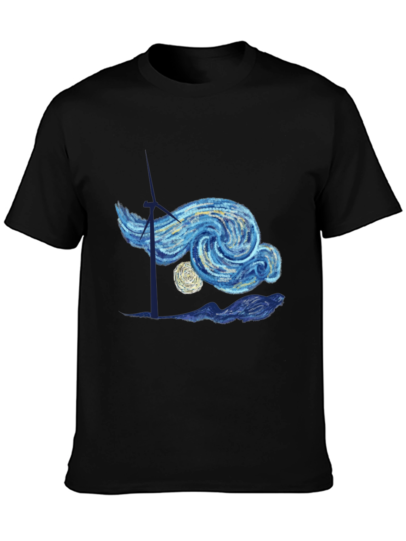 Starry Night Inspired Graphic Tee - Black