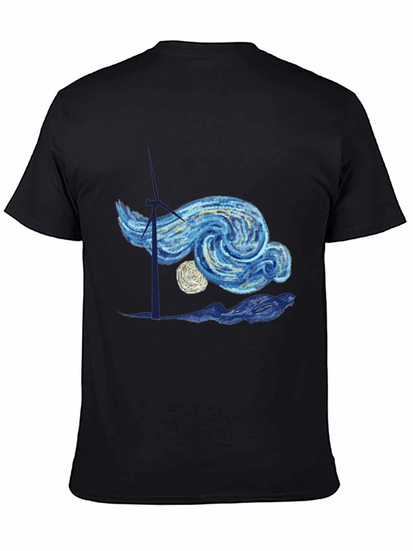 Starry Night Inspired Graphic Tee - Black